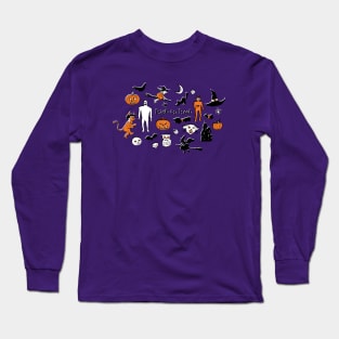 Retro Trick or Treat - Halloween pattern by Cecca Designs Long Sleeve T-Shirt